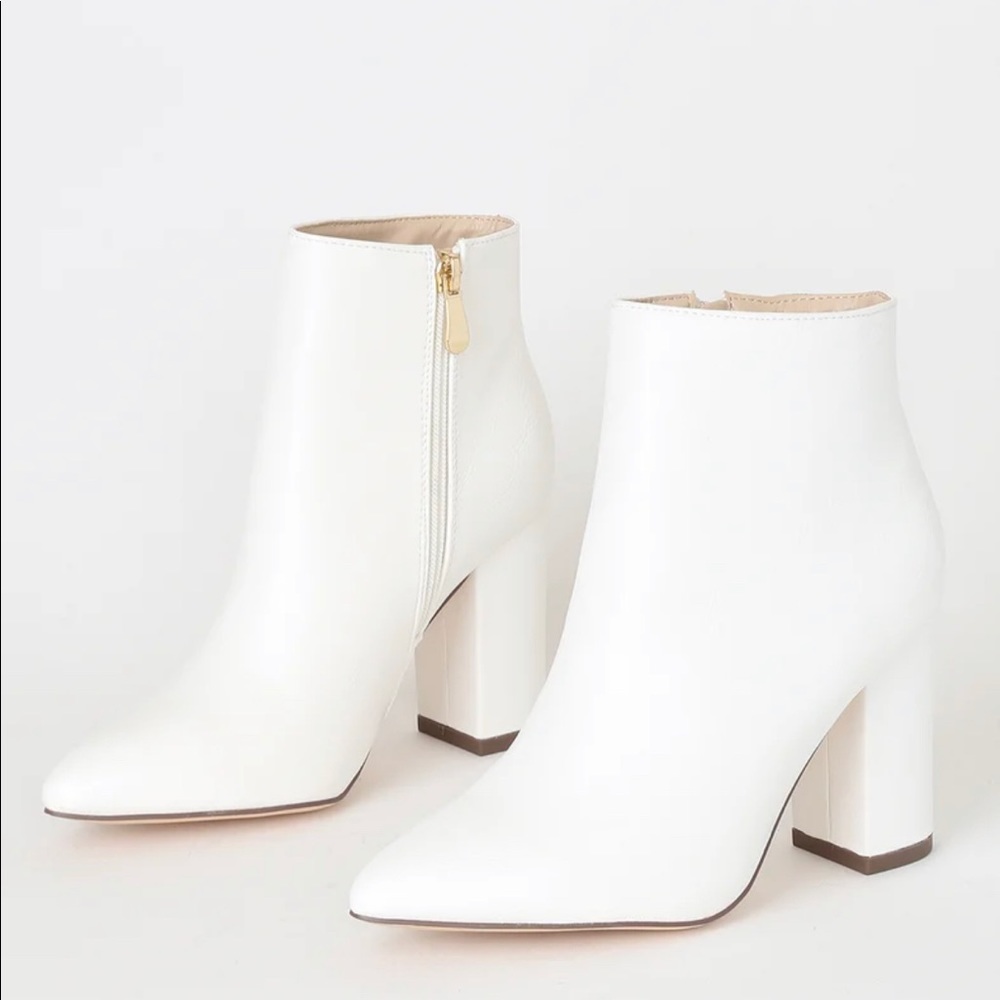 Lulu’s Ottava White High Heel Booties